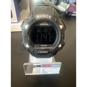 Timex Expedition Shock 50mm Black Resin Case with Black Resin Strap Men's...